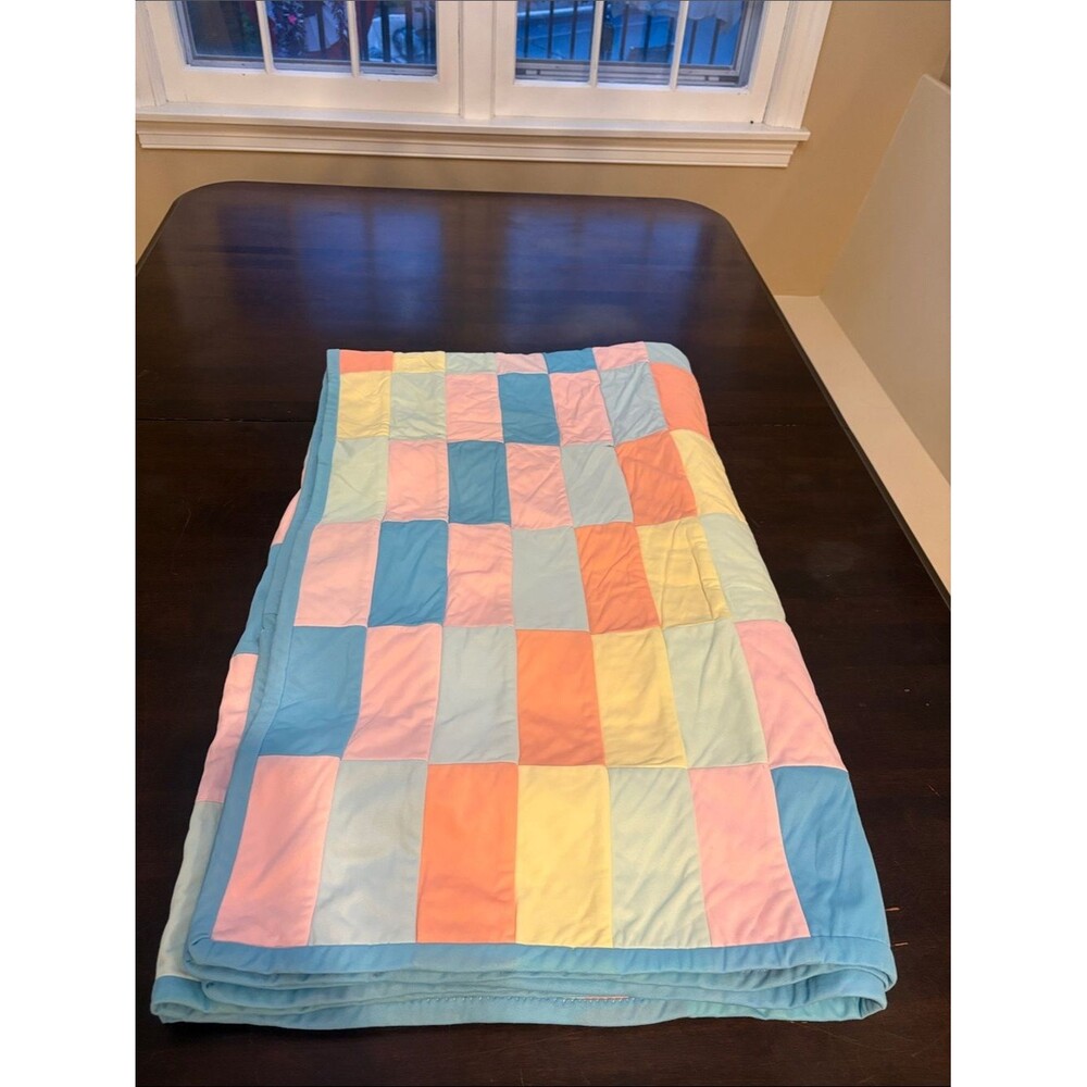 Vintage Handmade Pastel Patchwork Quilt